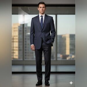 Vtg Ralph Lauren Men’s 46 Reg Navy Blue Pinstripe Sport Coat Suit Jacket 46R